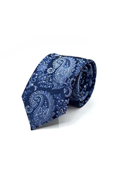 Kravatkolik Lacivert Şal Desen Mendilli Klasik Kravat KK13129