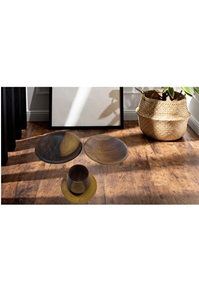 ghalia A4-piece acacia wood dining set,handmade set,2large and small deep plates+a cup with a plate