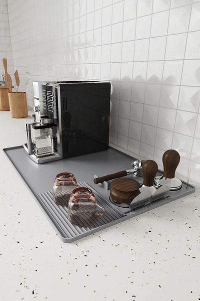 Chavin Gray 38.5X58 cm Silicone Coffee Machine Tamper Mat and Holder