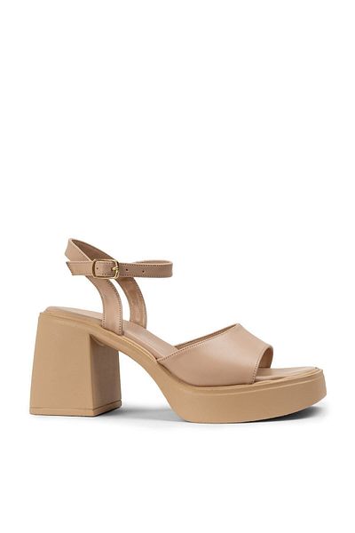 Deery Beige Platform Heeled Women's Evening Dress Shoes