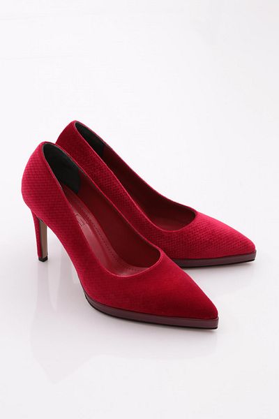 DGN Pantofi de damă cu toc decoltat, catifea roșie 29635910