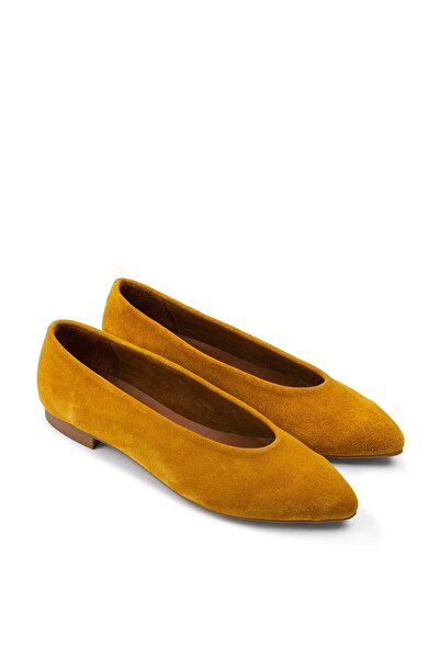 Deery Genuine Suede Yellow Women's Ballerinas