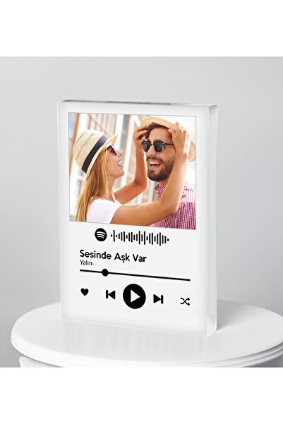 Bk Gift Kişiye Özel Kendin Tasarla Fotoğraflı Spotify Şarkı Barkodlu Akrilik ...