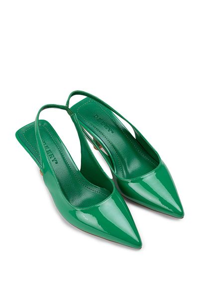 Deery Patent Leather Green Heeled Women's Shoes