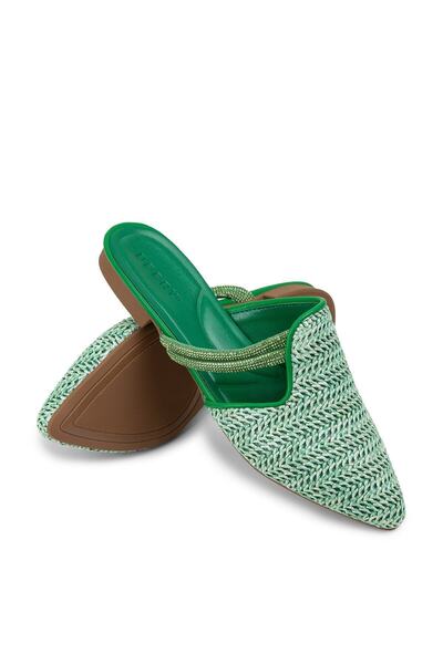 Deery Green Straw Pattern Women's Slippers