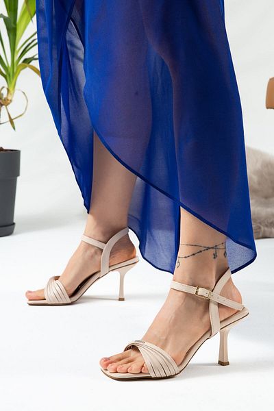 Deery Beige Heeled Women's Shoes