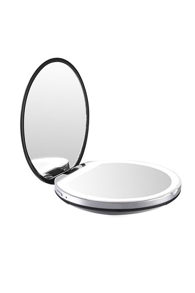 sharpdo Handheld Folding Makeup Mirror with LED Light,USB Rechargeable 7.5*7.5*2CM