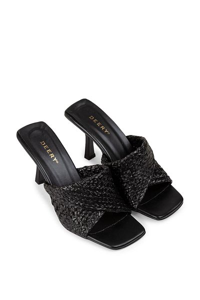 Deery Black Straw Pattern Women's Slippers