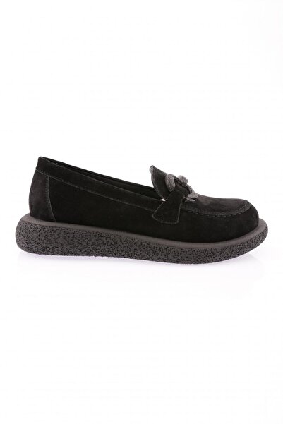 DGN 1504 Women's Accessory Loafer Shoes Black Suede