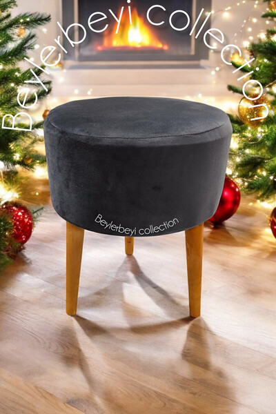 BEYLERBEYİ Coco Puf, düz kumaş,3 Ayak,oturma Odası, Makyaj Masası Pufu