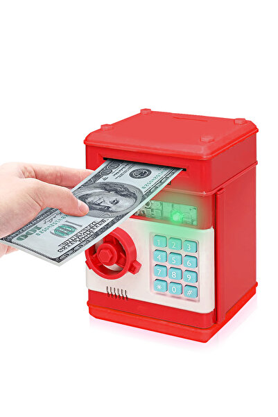 Arfseb Akıllı ATM Kumbara Ve Mini banka – Şifreli ve Dijital Kasa Kırmızı