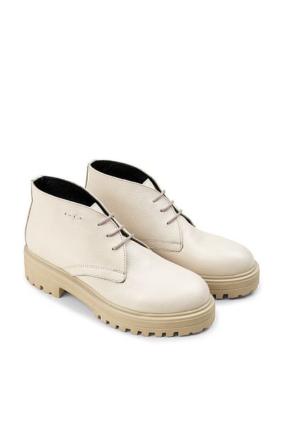 Deery Beige Genuine Leather Women's Boots