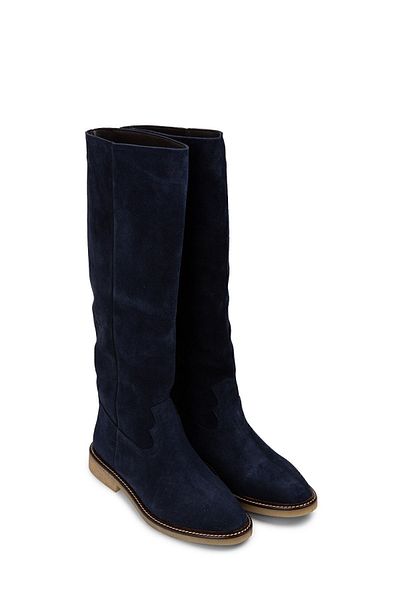 Deery Γνήσιες γυναικείες μπότες Suede Navy Blue