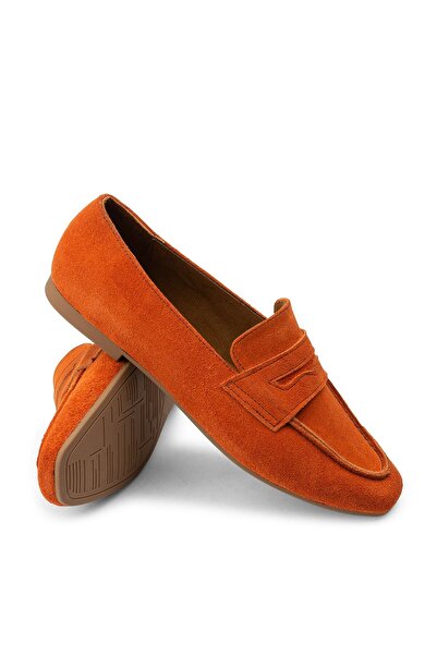 Deery Γνήσιες γυναικείες μπαλαρίνες Suede Orange