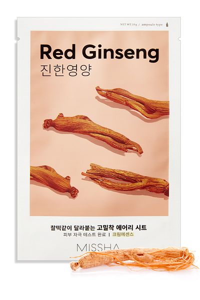 Missha Red Ginseng Extract - Sheet Mask That Provides a Vibrant Look (1Ad) Airy Fit Sheet Mask