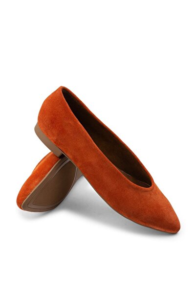 Deery Genuine Suede Orange Women's Ballerinas