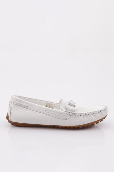 DGN K105 Pantofi Mocasini Accesorii Dama Piele Veritabila Alba