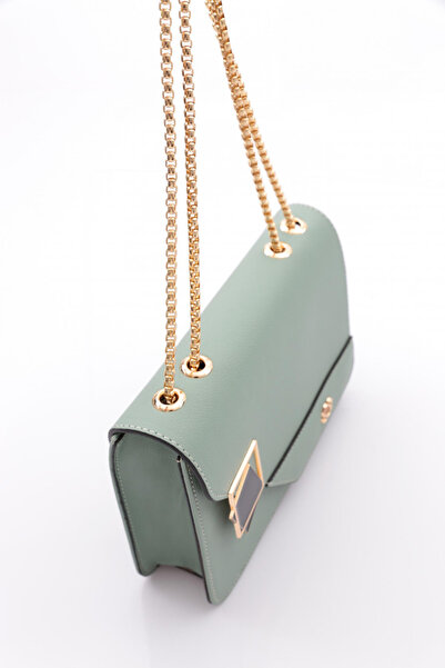 DGN Γυναικεία τσάντα τετράγωνης λαβής με αλυσίδα Χακί 11282361235102