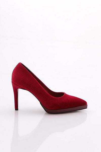 DGN Pantofi de damă cu toc decoltat, catifea roșie 29635910