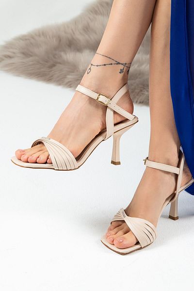 Deery Beige Heeled Women's Shoes