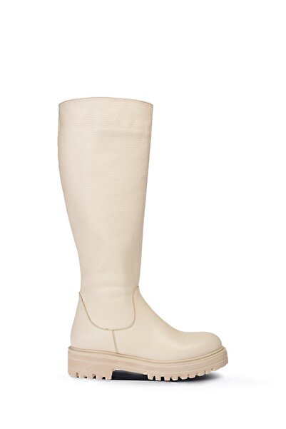 Deery Genuine Leather Beige Women's Boots