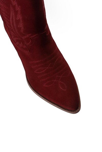Deery Γνήσιες γυναικείες μπότες Suede Claret Red