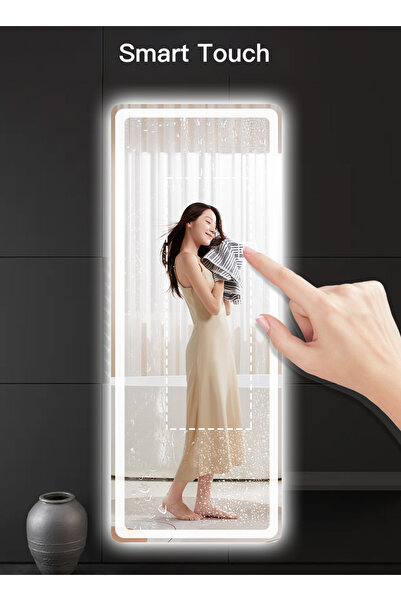 sharpdo Bedroom Wall-Mounted LED Full-Length Mirror Warm Lamp Touch Button 50*160CM