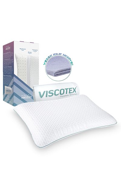 VİSCOTEX Visco Orthopedic Baby Pillow, Spare Cover Available, Size 50X32X6 Cm, White-Grey