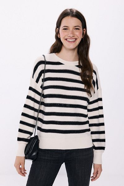 Springfield 100% Cotton Striped Crystals Jumper