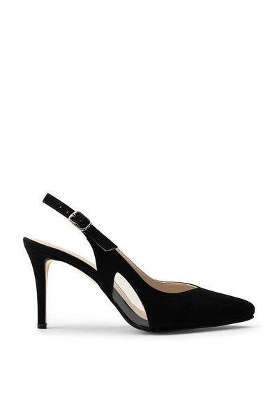 Deery Black Suede Heeled Women's Shoes