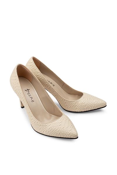 Deery Beige Straw Pattern Women's Stiletto
