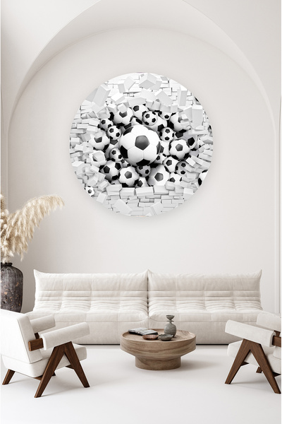 poster marketi Oval Kendinden Yapışkanlı Futbol Topu Desenli Duvar Kağıdı - S...