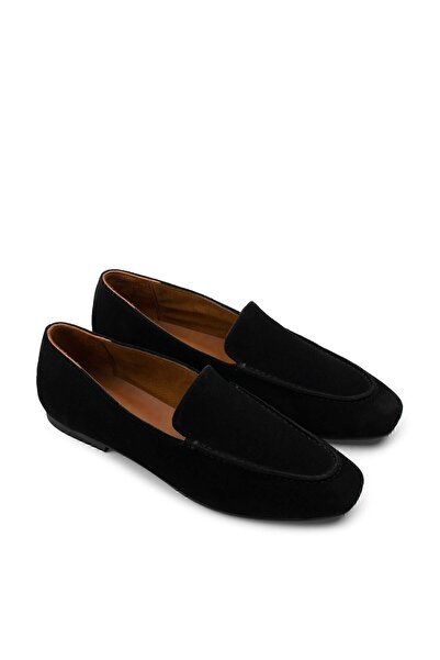 Deery Γνήσιες γυναικείες μπαλαρίνες από γνήσιο σουέντ μαύρο