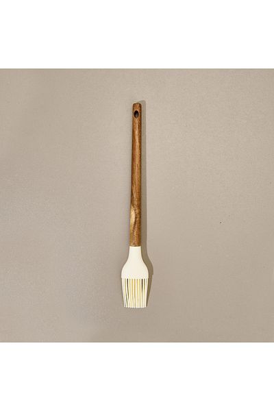 MİEN Mien Acacia Handle Silicone Egg Brush - Brown / Cream