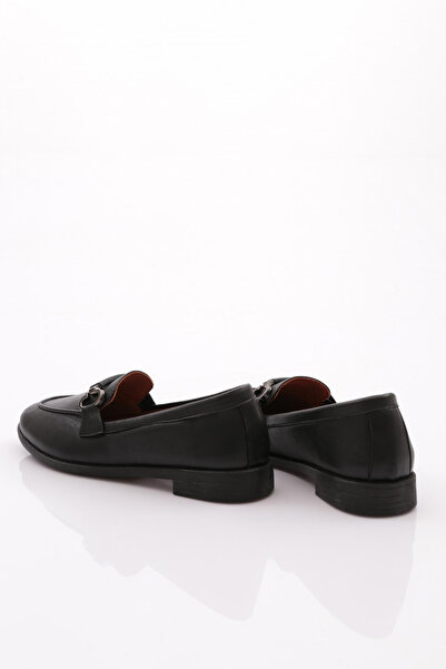 DGN Kadın Oval Burun Loafer Ayakkabı Siyah 296432110