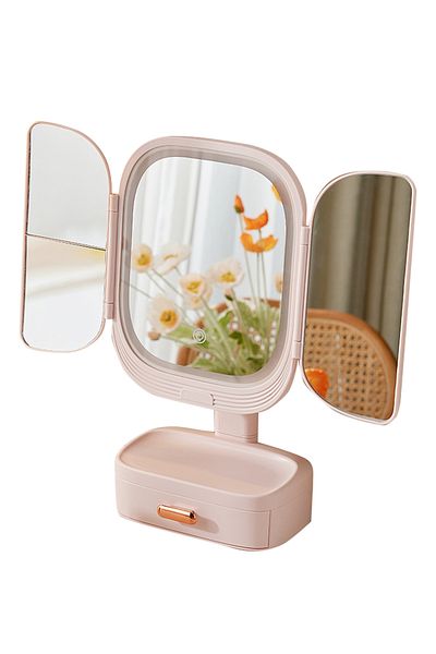 sharpdo Bedroom Multifunctional Desktop Rotatable LED Beauty Mirror With Storage Box