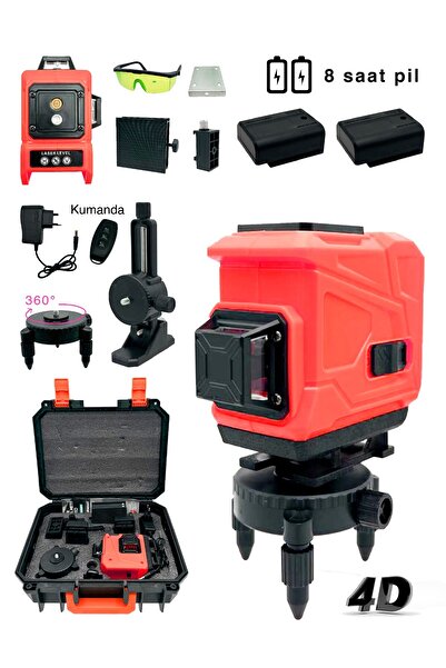 MOONSHOP Pro 360° 12 Köşe Otomatik Hizalamalı Lazer Metre Hizalama Yeşil Çizg...