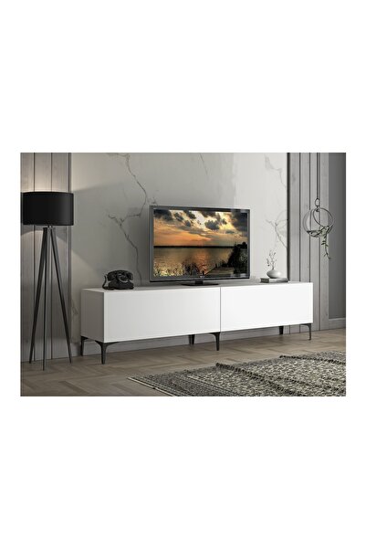 Vivense VEGA METAL AYAKLI TV ÜNİTESİ, SİYAH BEYAZ, 200 CM