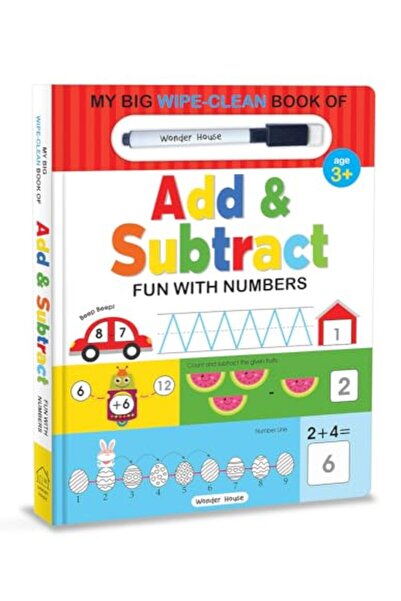 Wonder House Books كتابي الكبير الذي يسهل مسحه وتنظيفه، والذي يتضمن جمع وطرح للأطفال، ممتع مع الأرقام