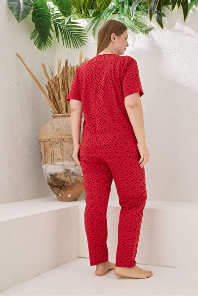 pijamacity Kadın Battal Kısa Kollu Pamuklu Pijama Takımı