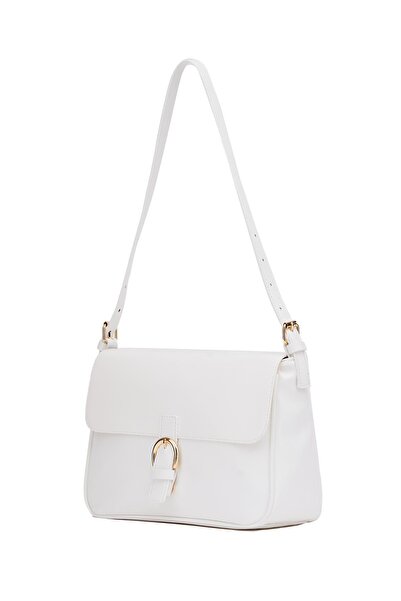 Madamra Bílá dámská kabelka do ruky a přes rameno se zapínáním na magnet