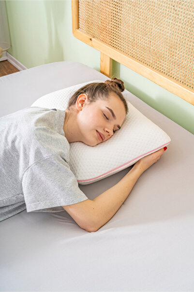 VİSCOTEX Orthopedic Pillow Set of 2 - Visco Air Channel, 60x40x14cm, White-Pink