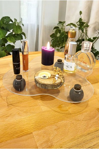 PEKA Decorative Wooden Leg Plexiglass Organizer - Makeup & Jewelry Organizer Stand