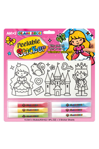 Amos Vitray Cam Boyama Seti Peelable Sticker 10,5Ml*6