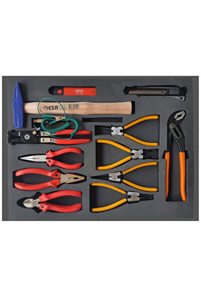 MANNESMAN 14 Parça Eva Süngerli Pense ve Çekiç Alet Seti