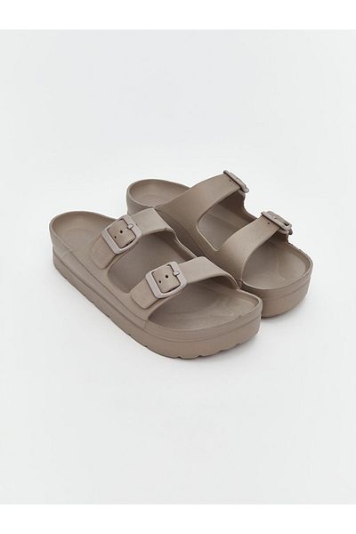 LC Waikiki New Season Leather Look Double Banded Women's Slippers - S5Cg69Z8
