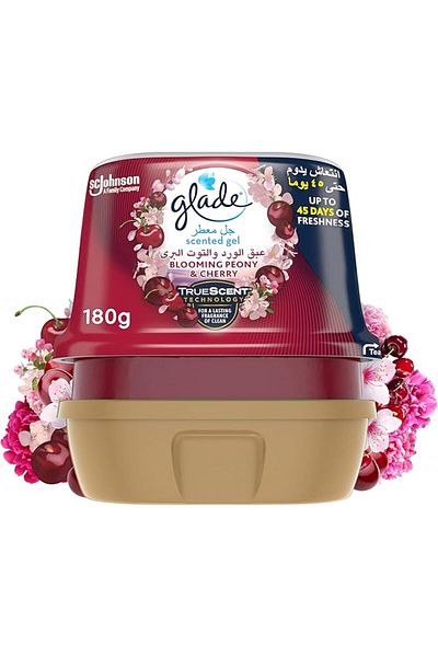 Glade Blooming Peony & Cherry Scented Gel Air Freshener, 180g, Up to 45 Days Freshness