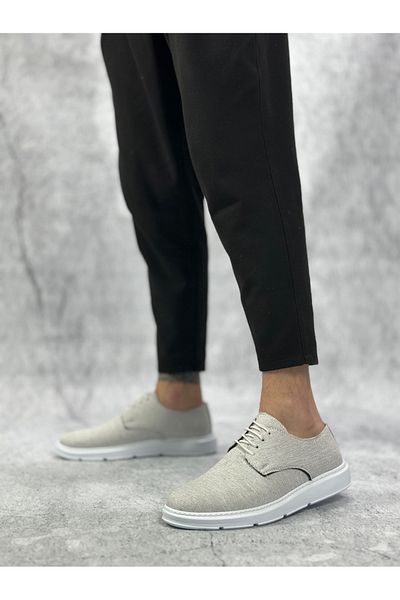 BESKAR BA0003 Ανδρικά παπούτσια με κορδόνια Classic Sports Len Λευκή σόλα Casual