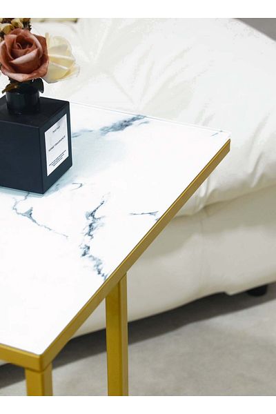 sharpdo Square Coffee Table Simple Modern Living Room Home Tempered Glass Light Luxury Style 40*30*51CM