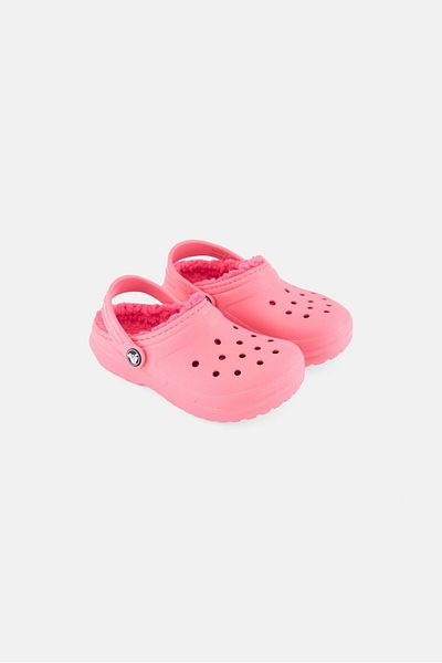 Crocs Kids Girl Classic Fuzz-Lined Clogs, Pink